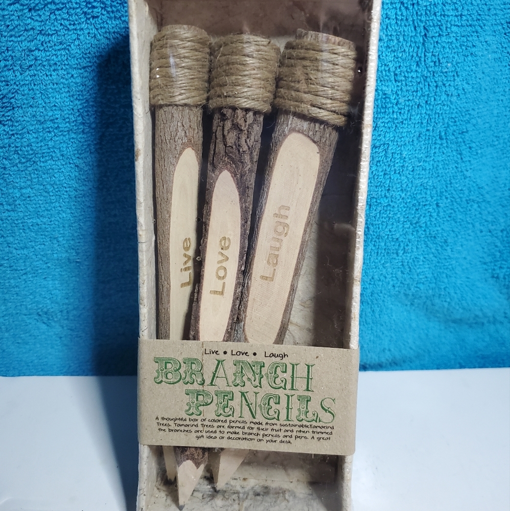 NEW 3 Branch Pencils - Set of 3 Tree Branch - Live Laugh Love Wedding FarmDecor